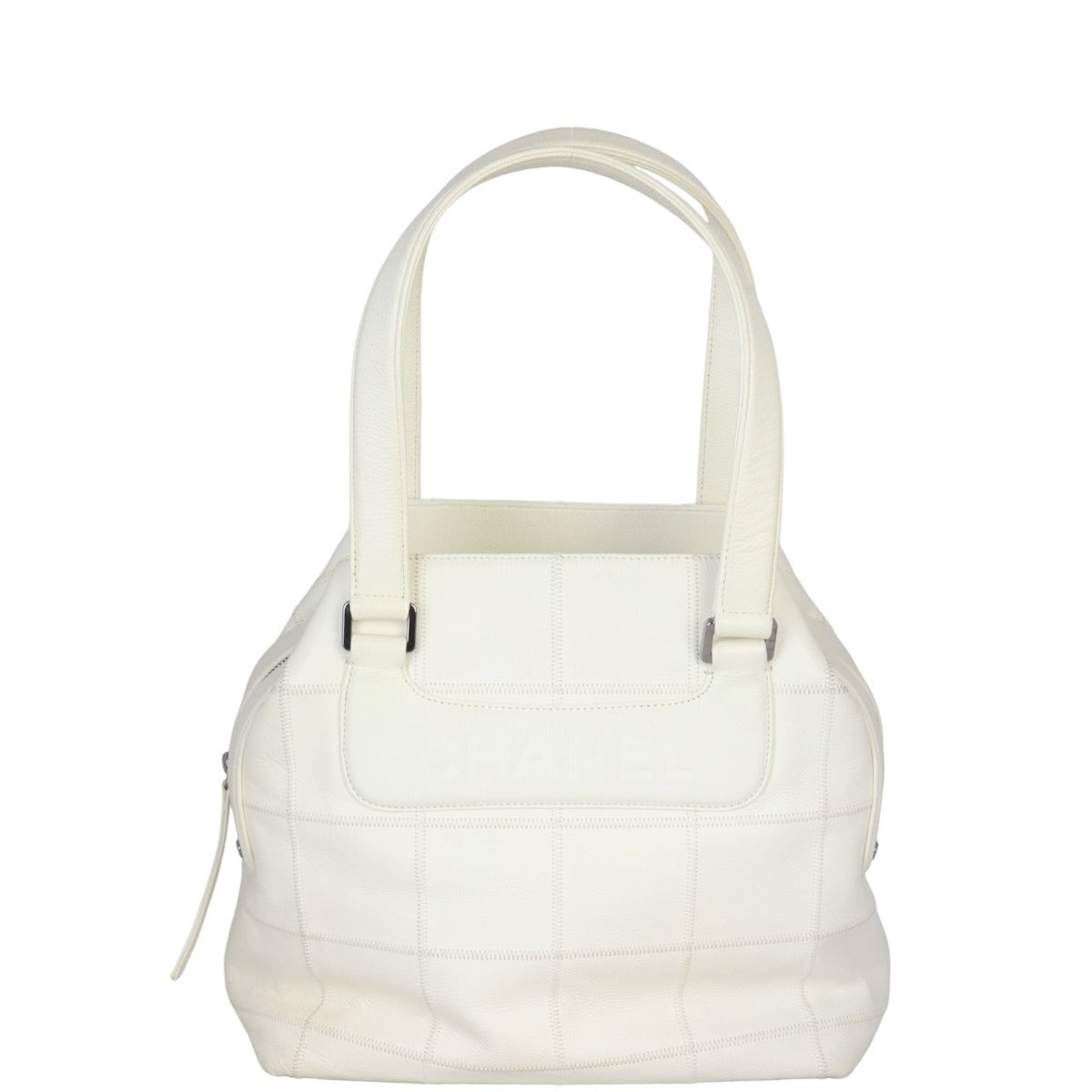 Chanel Square Stitch Logo Tote | Off White