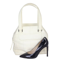 Chanel Square Stitch Logo Tote | Off White