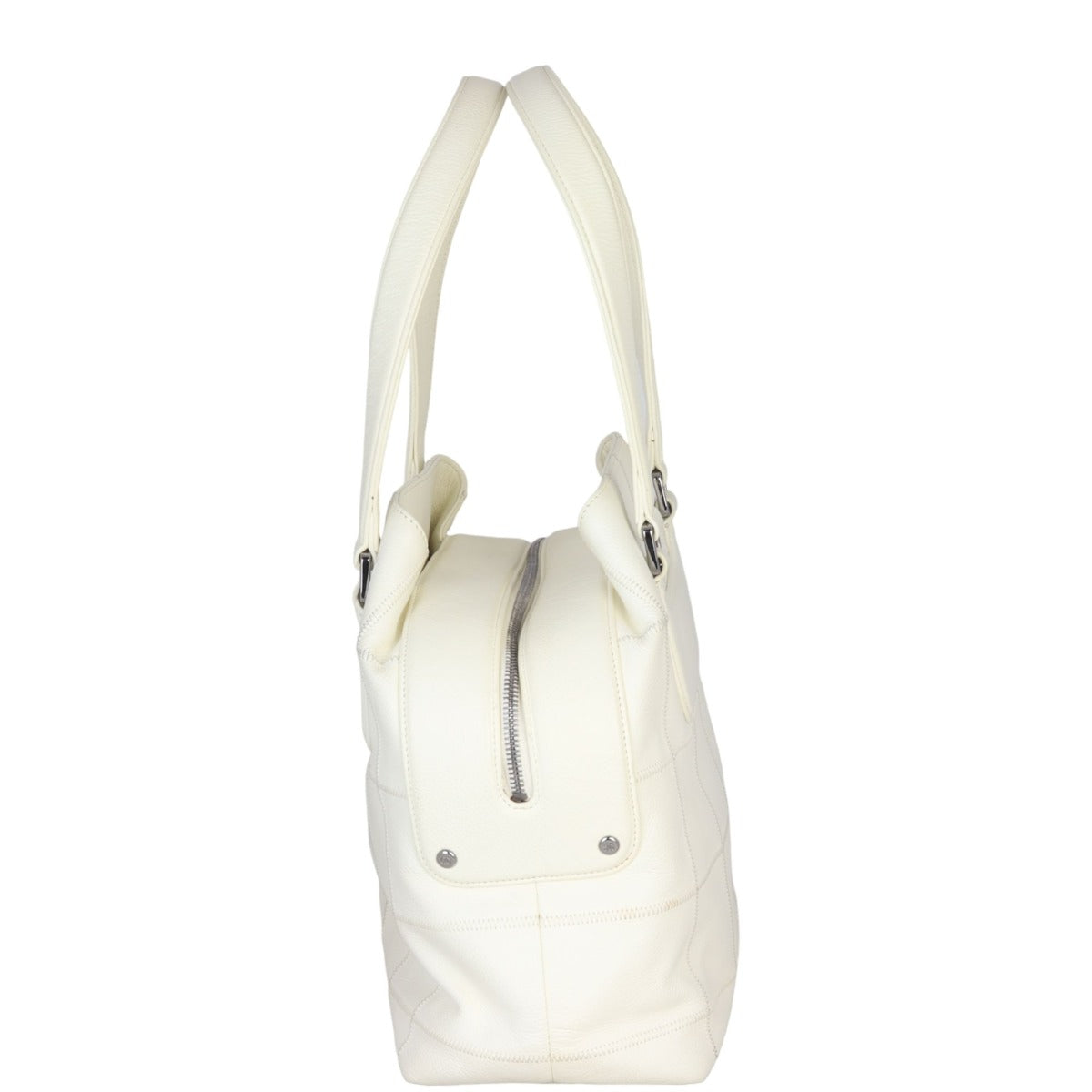 Chanel Square Stitch Logo Tote | Off White