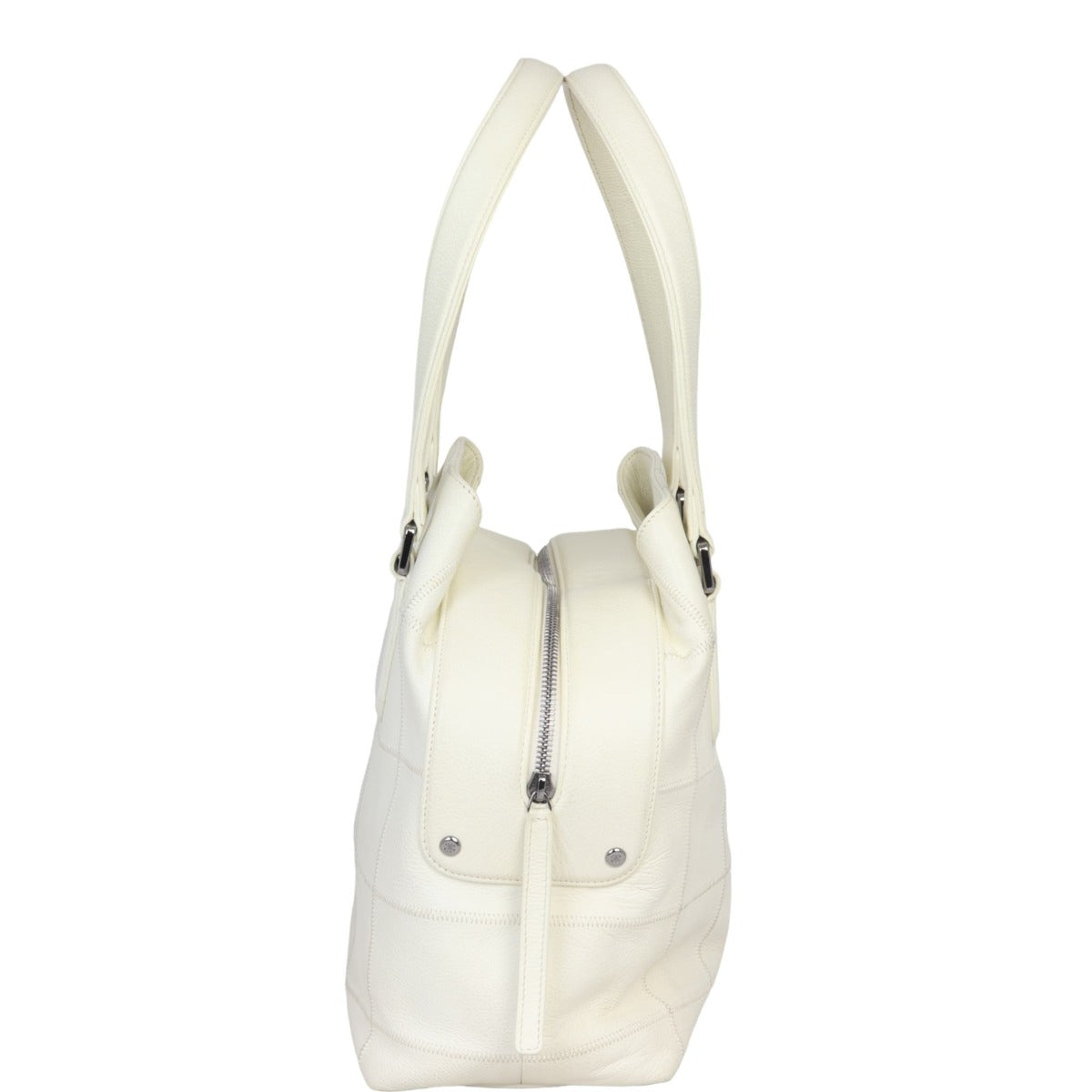 Chanel Square Stitch Logo Tote | Off White