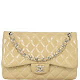 Chanel Classic Double Flap Jumbo Patent | Beige