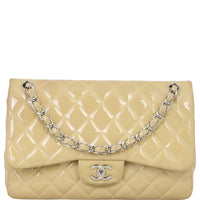 Chanel Classic Double Flap Jumbo Patent | Beige
