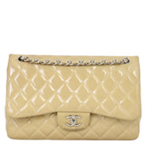 Chanel Classic Double Flap Jumbo Patent | Beige