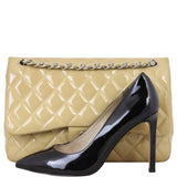 Chanel Classic Double Flap Jumbo Patent | Beige