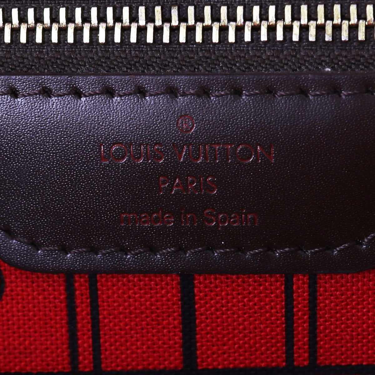 Louis Vuitton Neverfull MM Damier Ebene Interior STamp