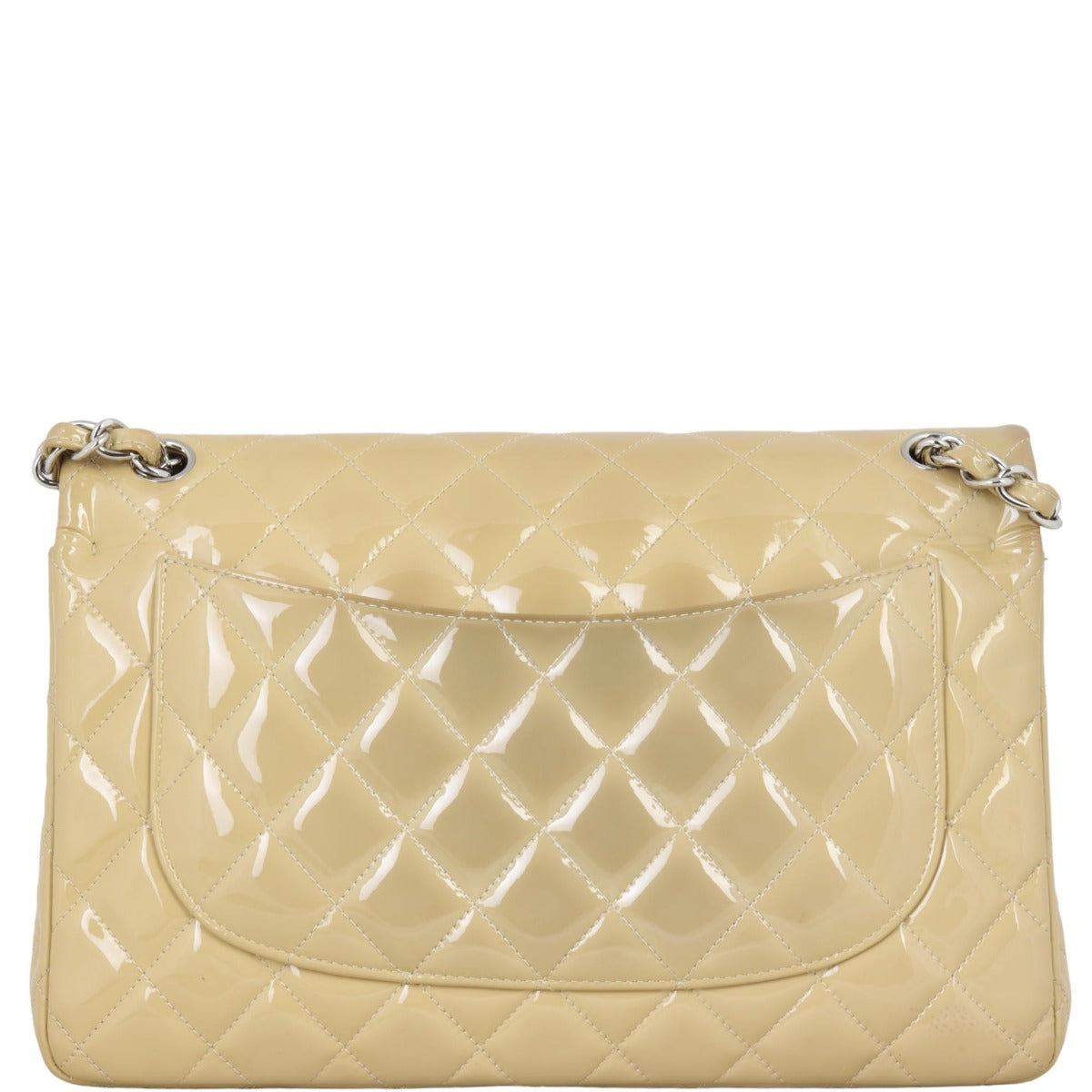 Chanel Classic Double Flap Jumbo Patent | Beige