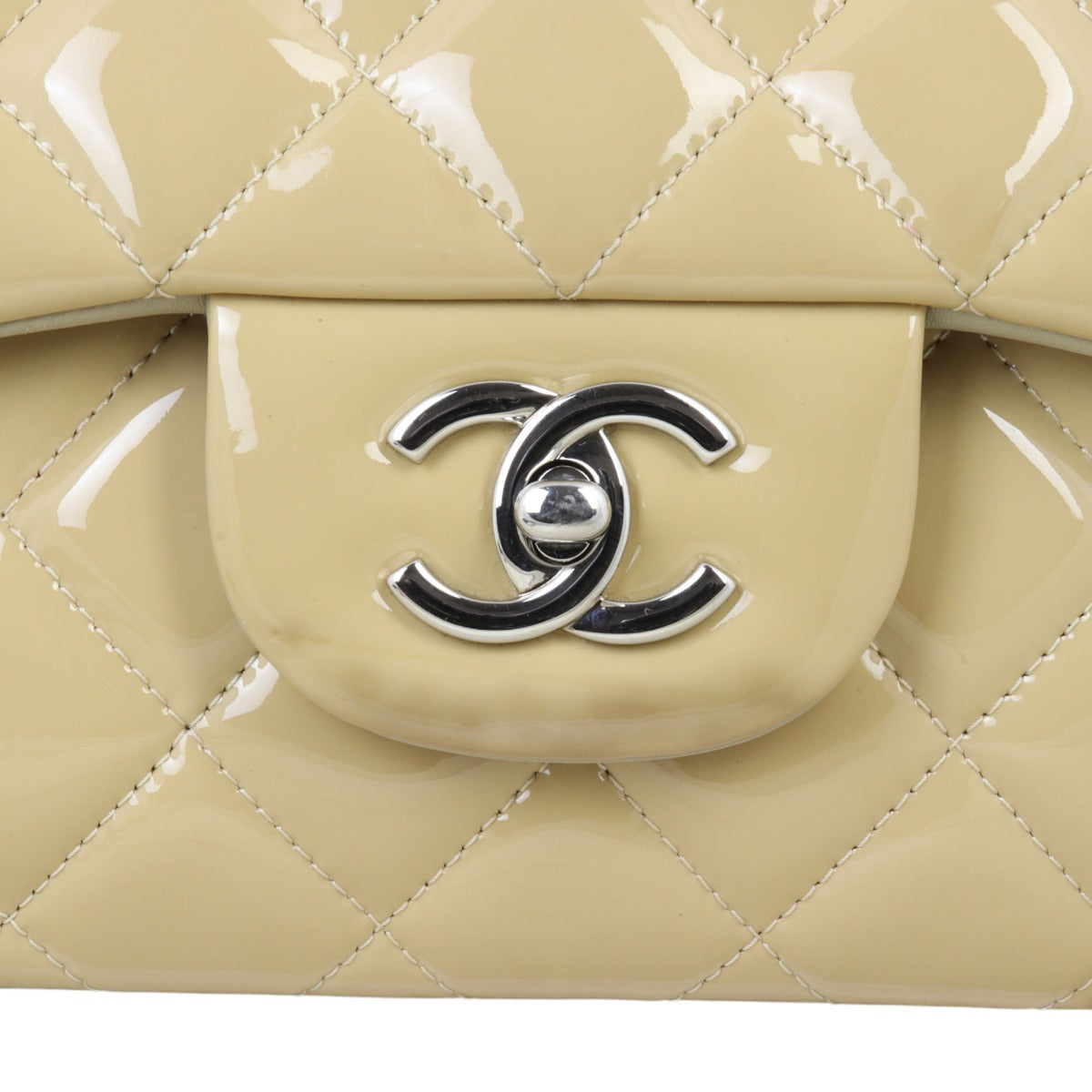 Chanel Classic Double Flap Jumbo Patent | Beige