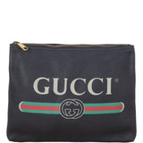 Gucci Logo Print Leather Pouch