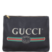Gucci Logo Print Leather Pouch