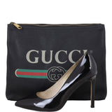 Gucci Logo Print Leather Pouch