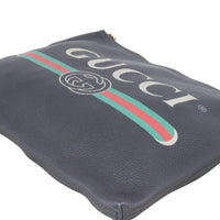 Gucci Logo Print Leather Pouch