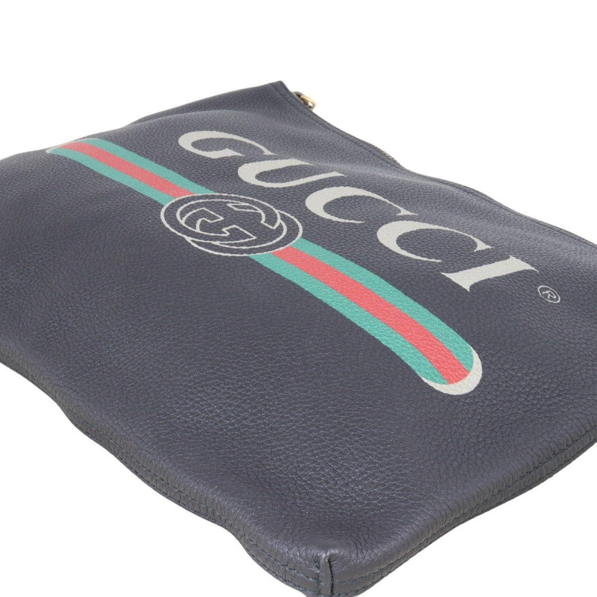 Gucci Logo Print Leather Pouch