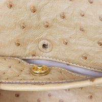 Prada Ostrich Pushlock Flap Top Handle Bag