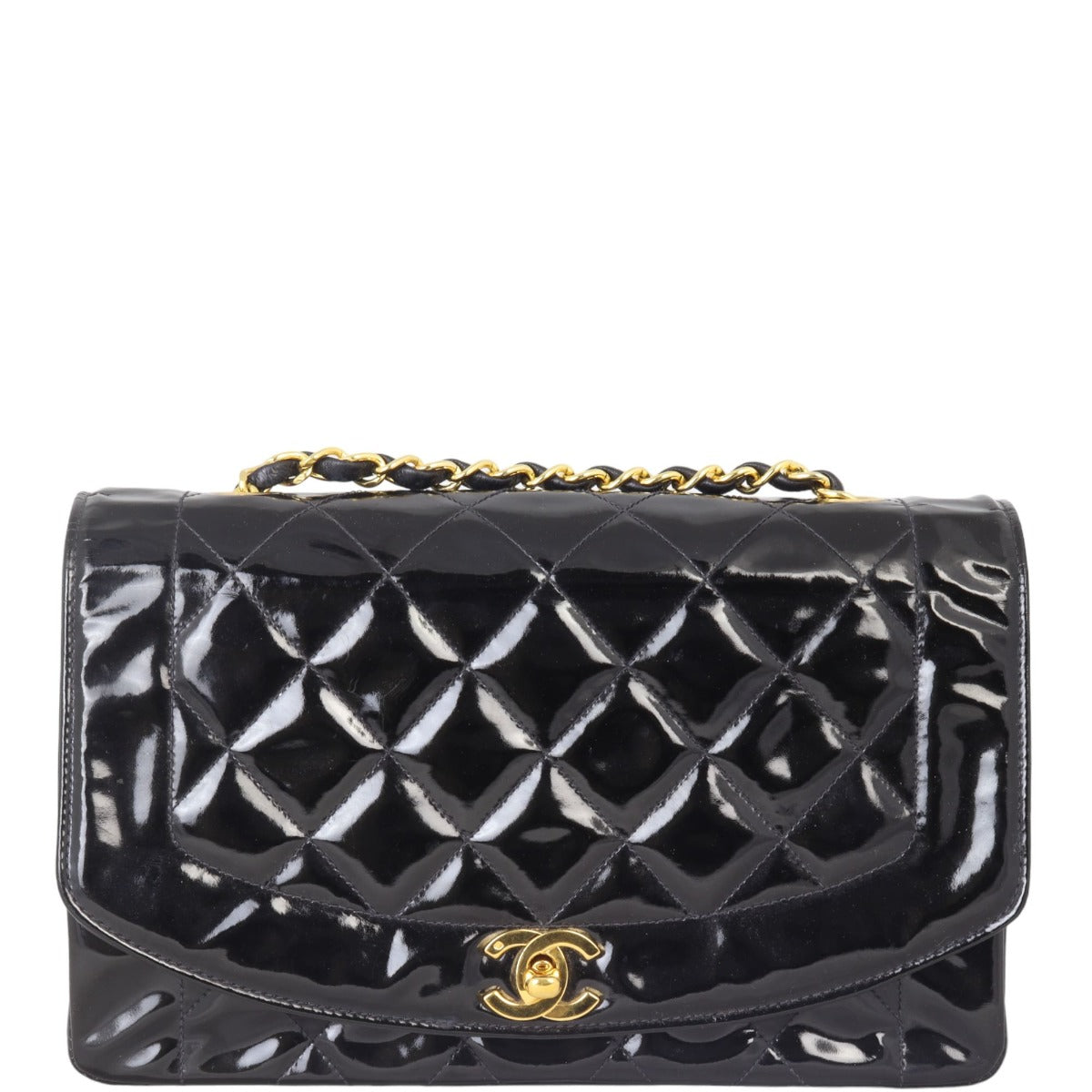 Chanel Quilted Diana Patent Flap Bag | Black