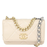 Chanel 19 Wallet On Chain | Beige Goatskin