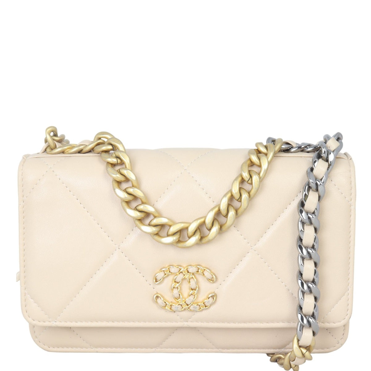 Chanel 19 Wallet On Chain | Beige Goatskin