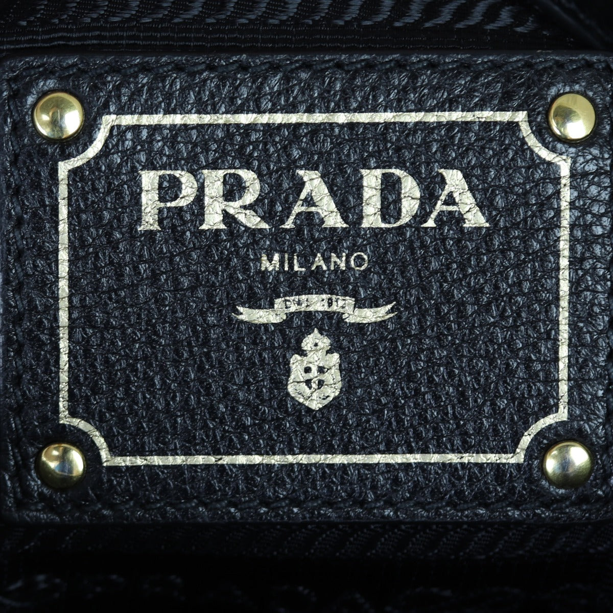 Prada Vitello Daino Satchel Bag Interior Stamp
