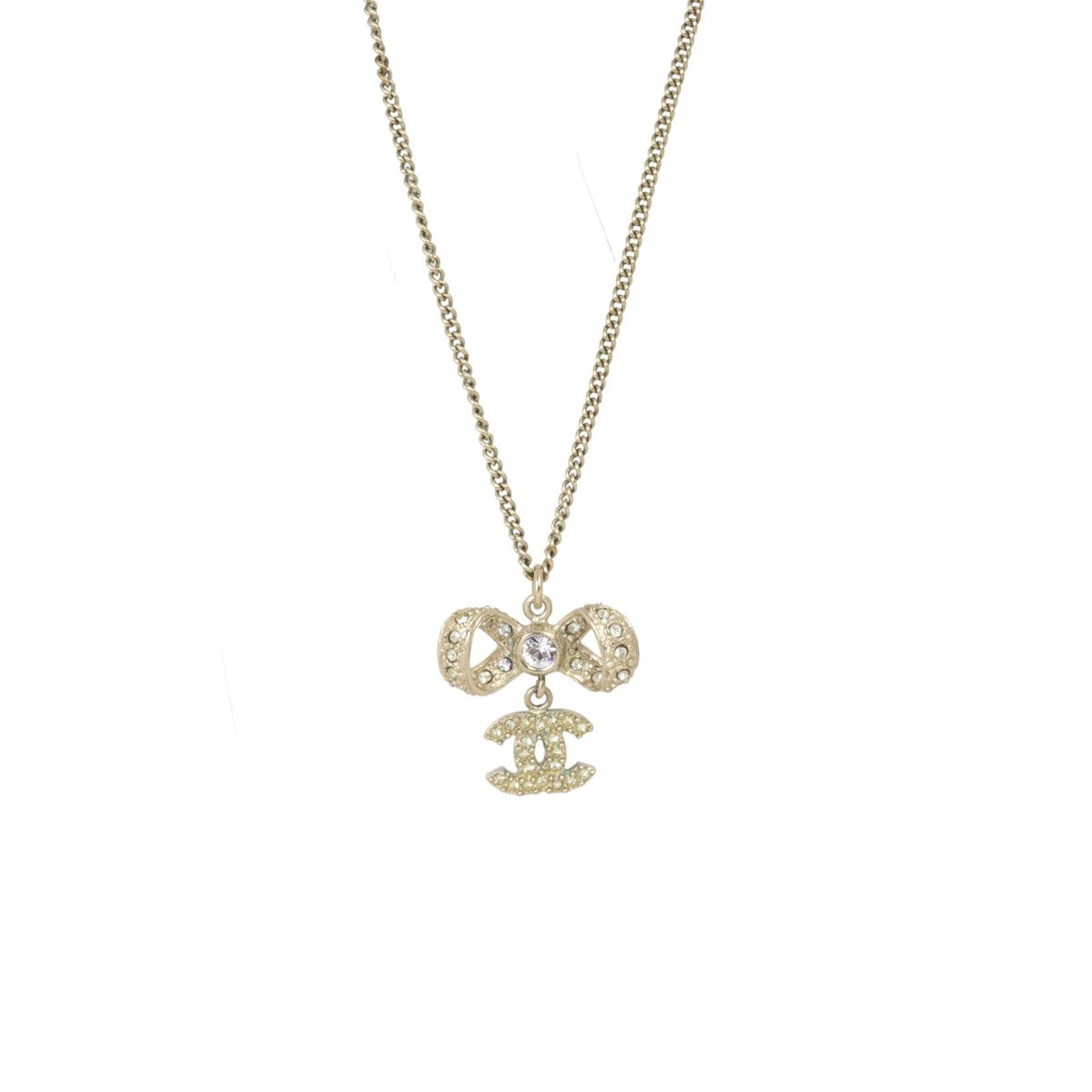 Chanel Crystal CC Bow Necklace