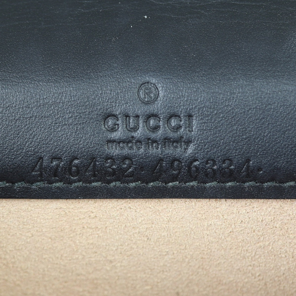 Gucci Dionysus Super Mini Suede Shoulder Bag Interior Stamp
