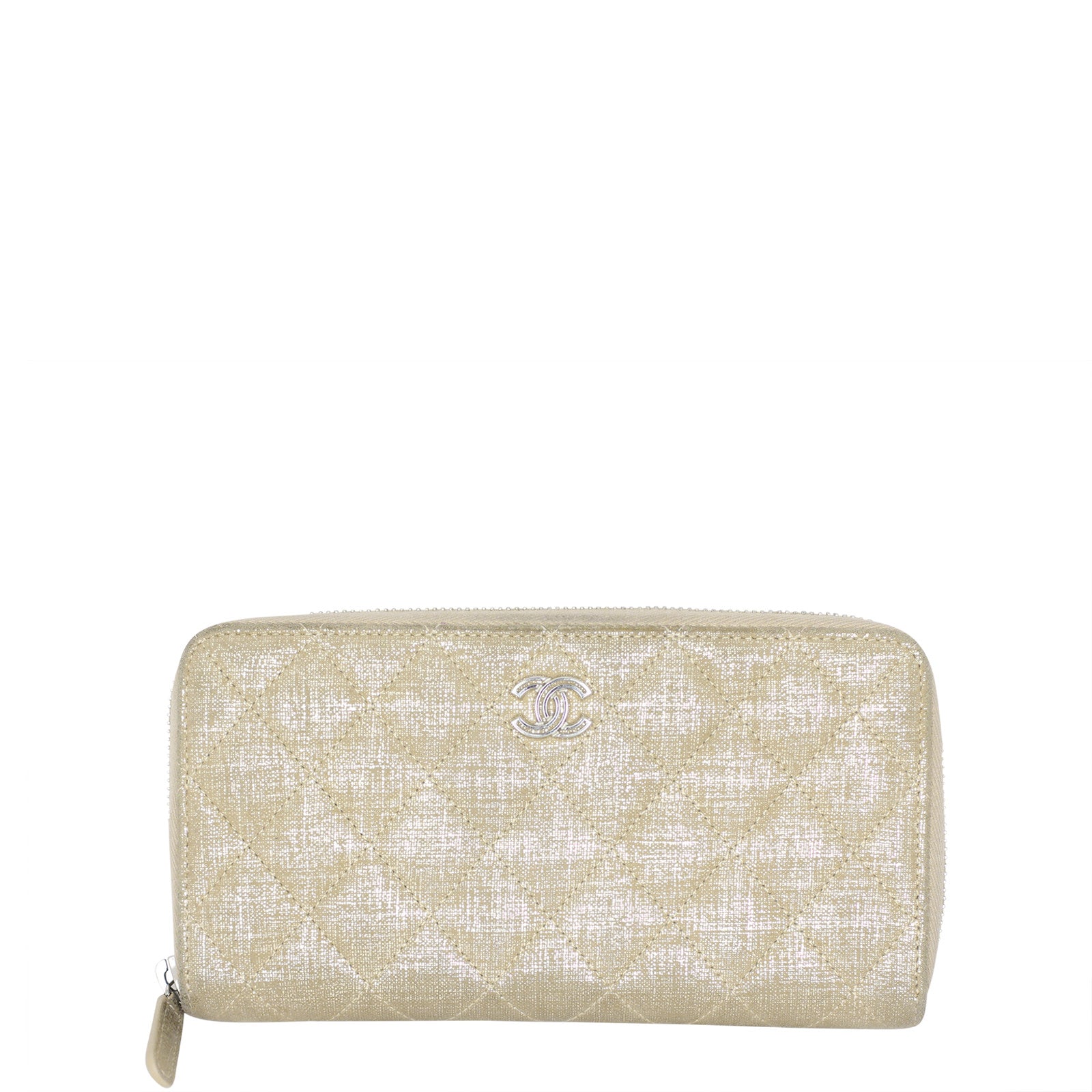 Chanel Iridescent Goatskin Zippy Wallet Front