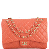 Chanel Classic Single Flap Maxi | Coral Red