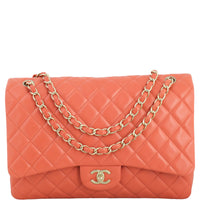 Chanel Classic Single Flap Maxi | Coral Red