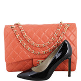 Chanel Classic Single Flap Maxi | Coral Red