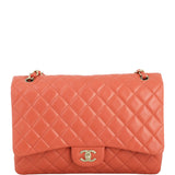 Chanel Classic Single Flap Maxi | Coral Red