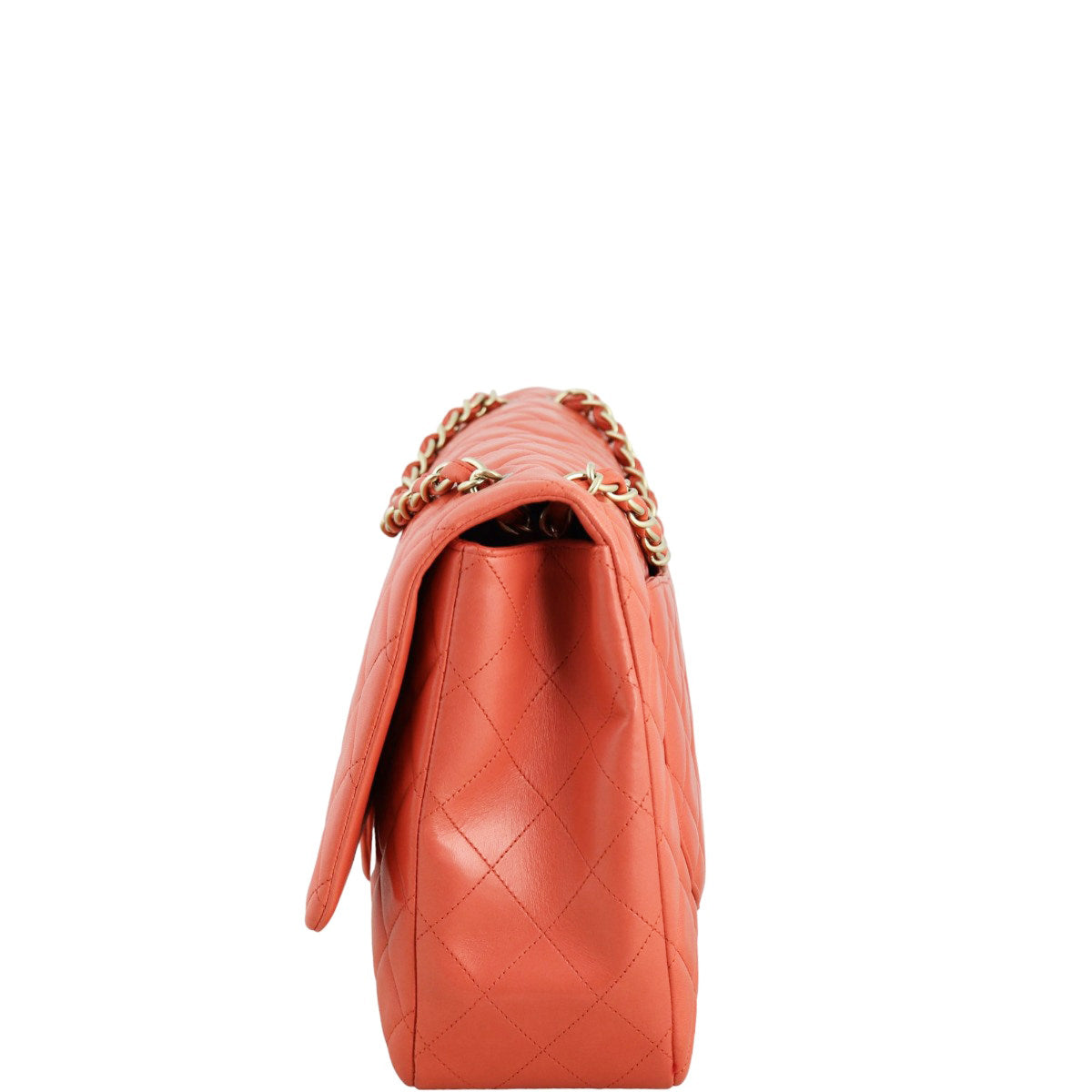 Chanel Classic Single Flap Maxi | Coral Red