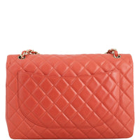 Chanel Classic Single Flap Maxi | Coral Red