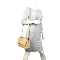 Chanel Classic Double Flap Jumbo Patent | Beige