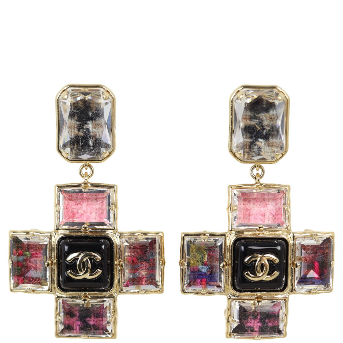 Chanel CC Cross Crystal Clip-On Earrings