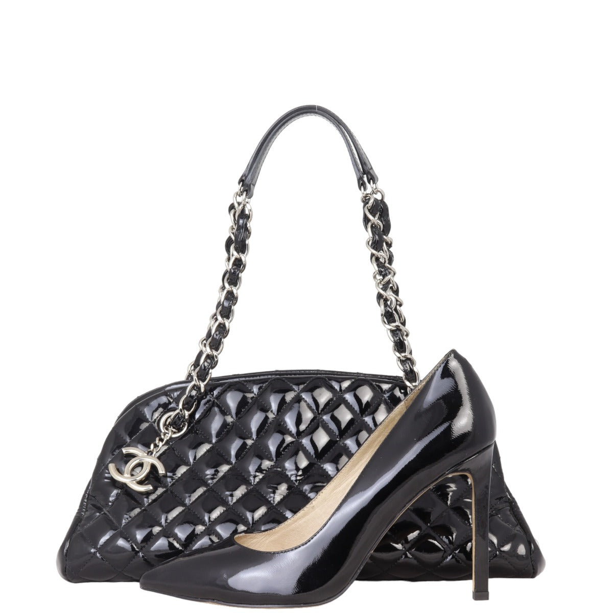 Chanel Just Mademoiselle Bowler Bag Medium Patent | Black