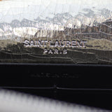 Saint Laurent Kate Metallic Crinkled Leather Chain Wallet Stamp