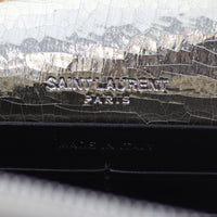 Saint Laurent Kate Metallic Crinkled Leather Chain Wallet Stamp