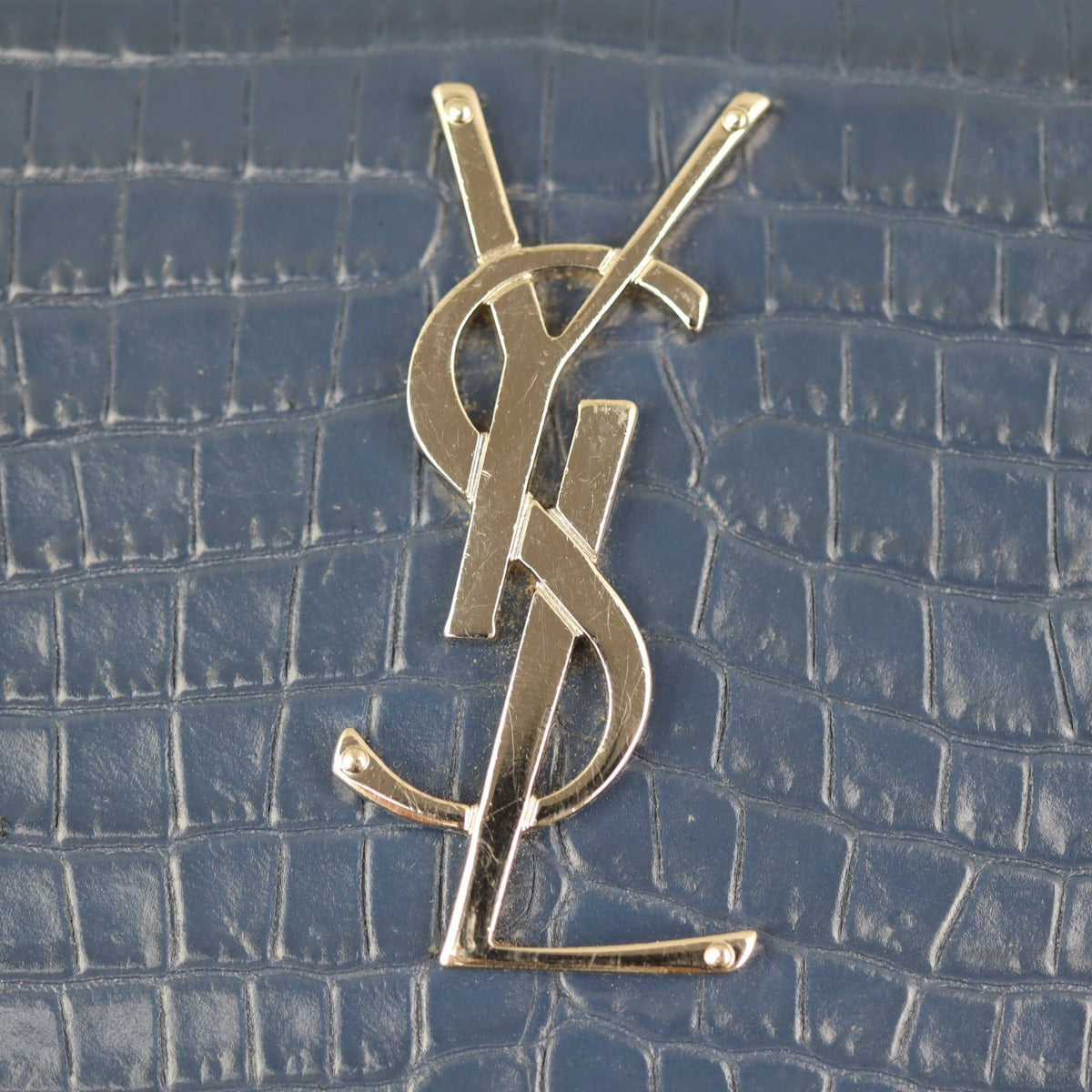 Saint Laurent Sunset Medium Croc-Embossed Hardware
