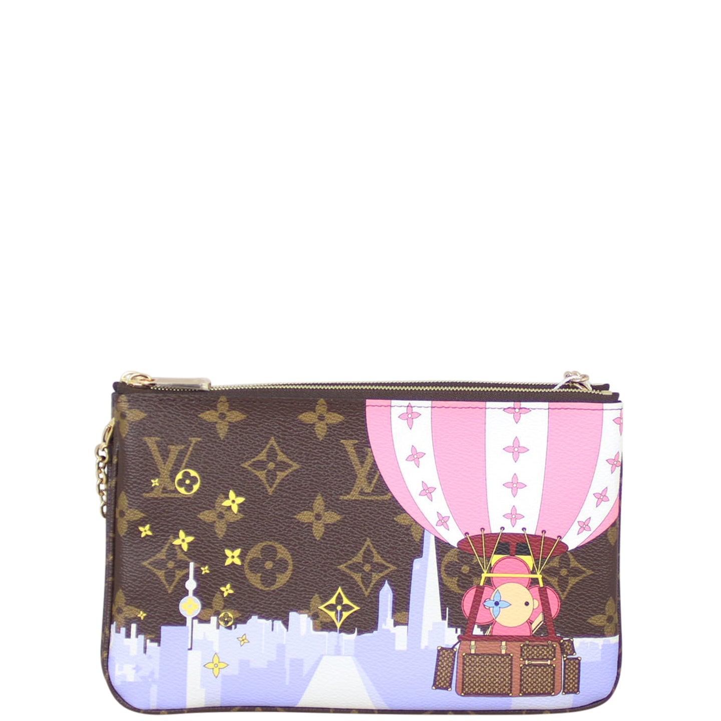 Louis Vuitton Double Zip Pochette Monogram Vivienne Xmas Shanghai Front