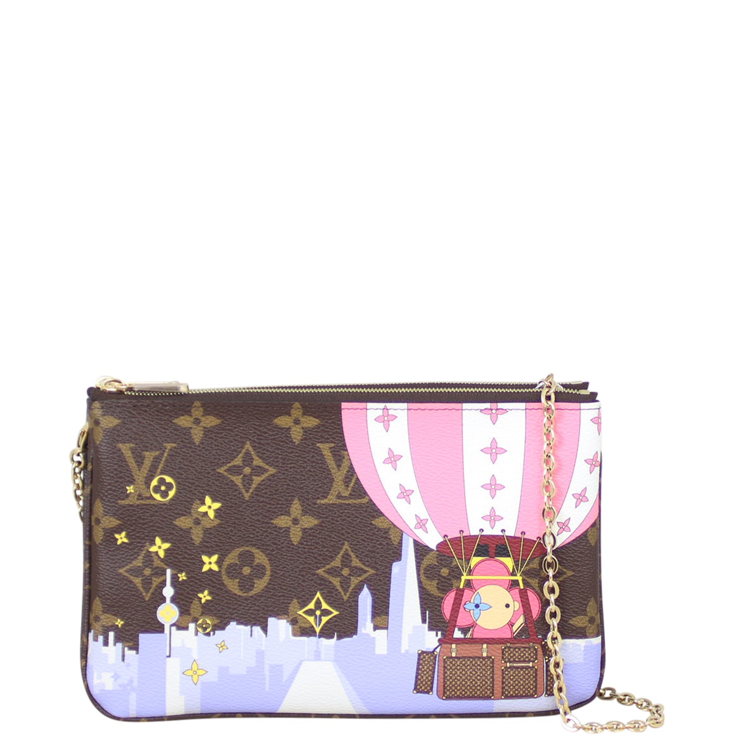 Louis Vuitton Double Zip Pochette Monogram Vivienne Xmas Shanghai Front