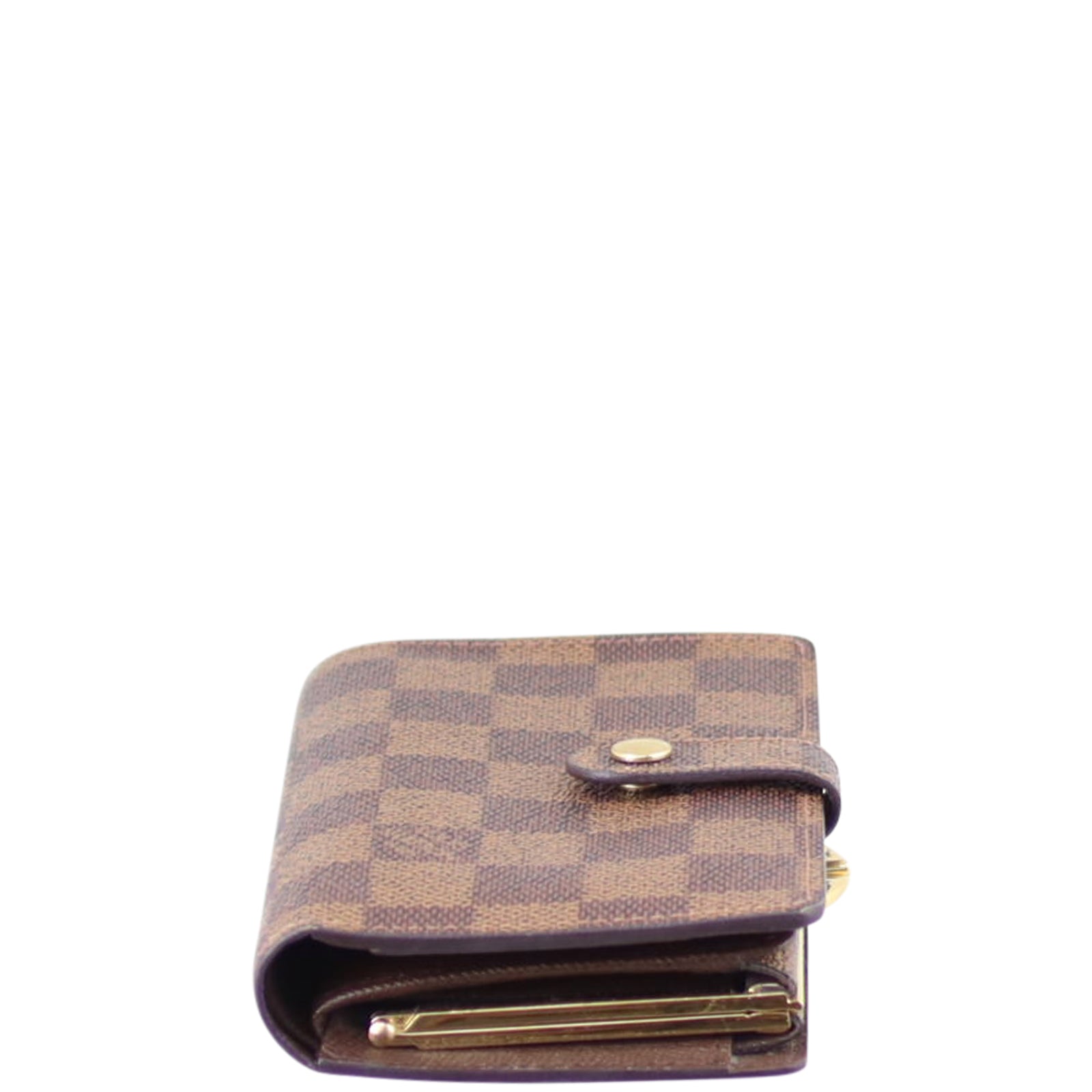 Louis Vuitton French Compact Wallet Damier Ebene Side