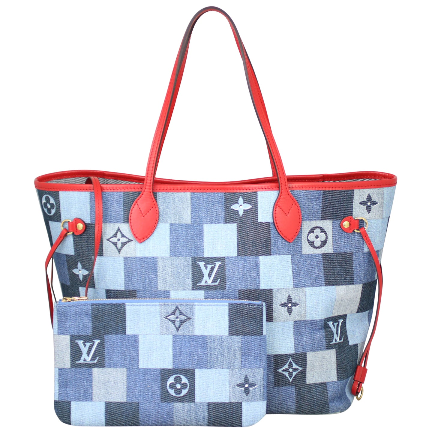 Louis Vuitton Neverfull MM Denim Rouge Front