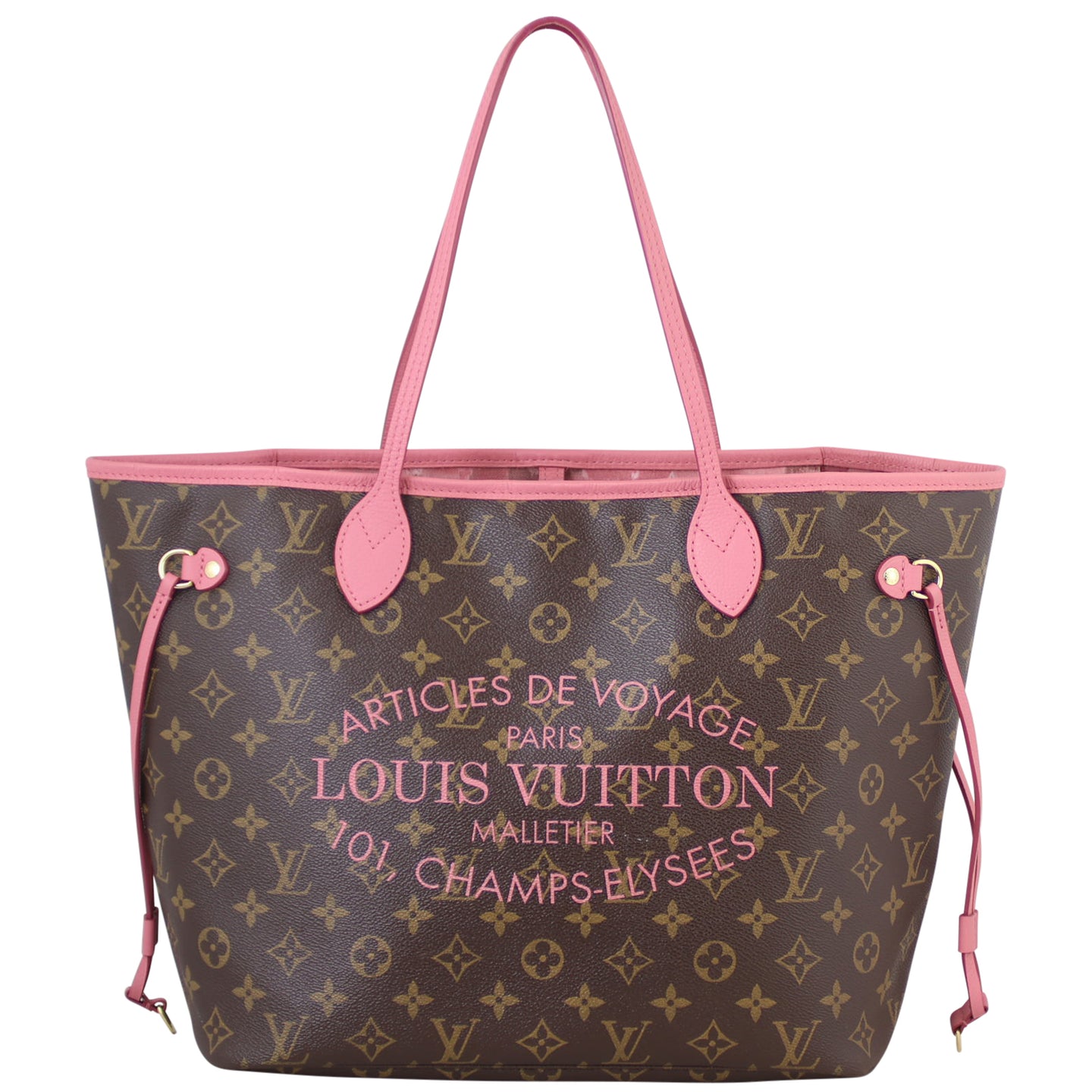 Louis Vuitton Neverfull MM Ikat Monogram Rose Velours Front