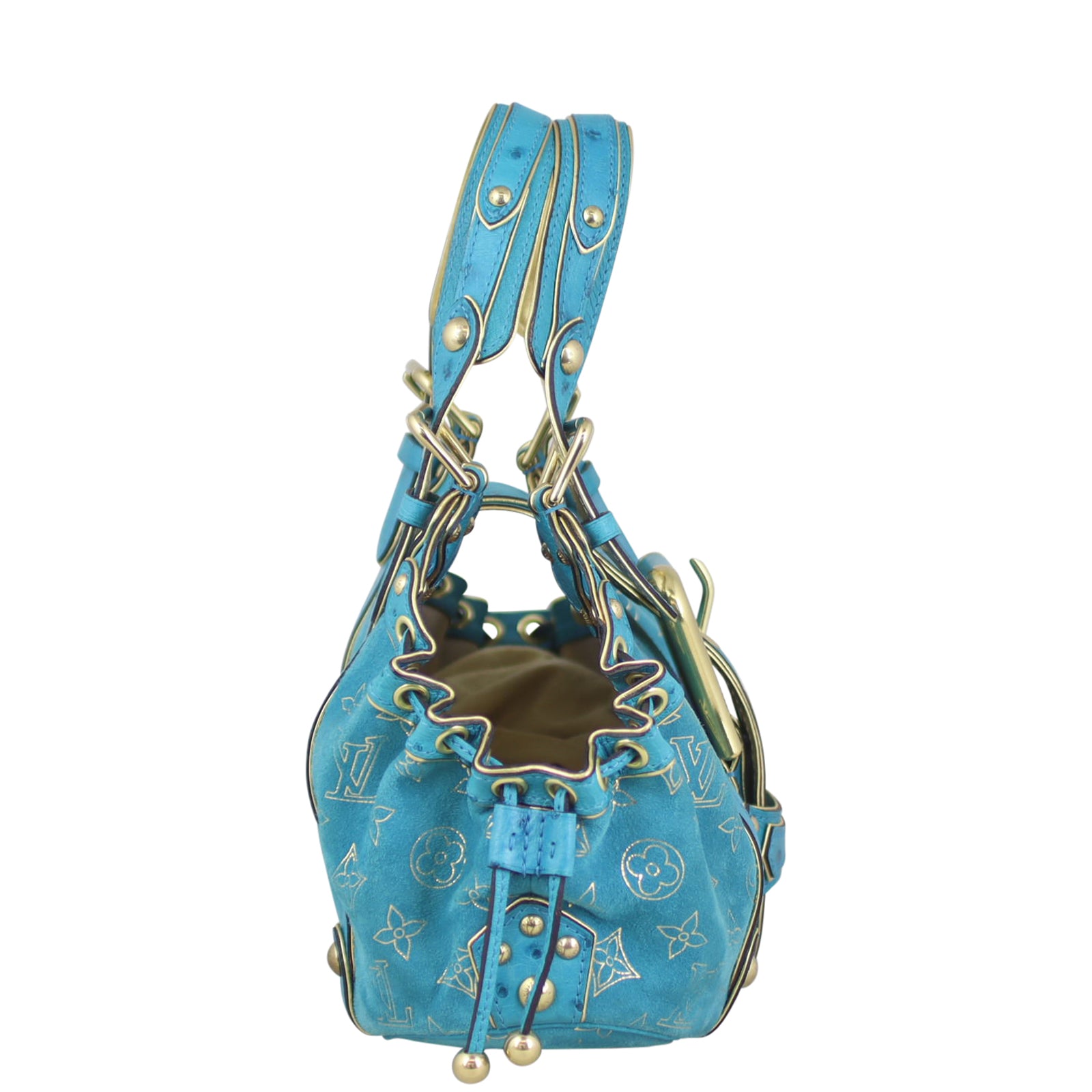 Louis Vuitton Suede and Ostrich Theda GM Side