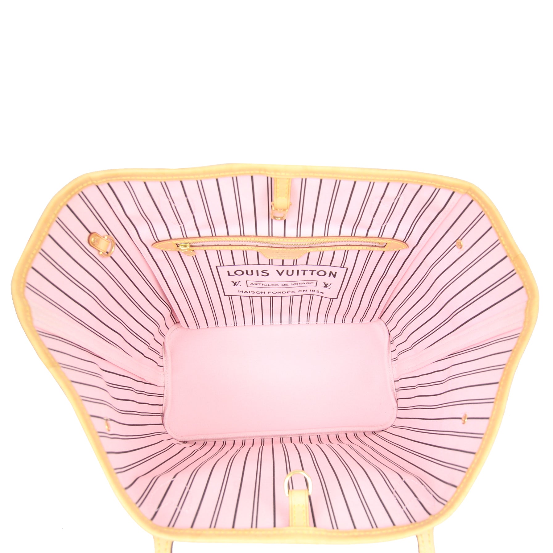 Louis Vuitton Neverfull MM Monogram Rose Ballerine Interior