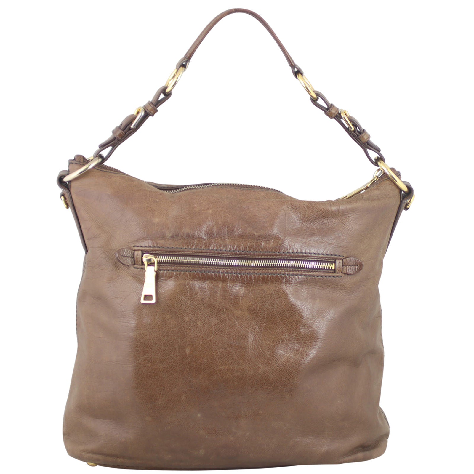 Prada Bruciato Leather Shoulder Bag Back