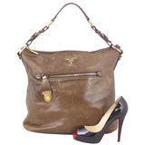 Prada Bruciato Leather Shoulder Bag Scale