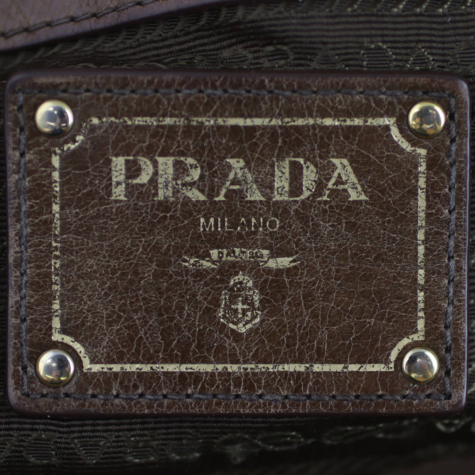 Prada Bruciato Leather Shoulder Bag Stamp