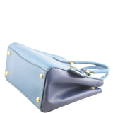 Prada Blue Saffiano Small Tote Corner