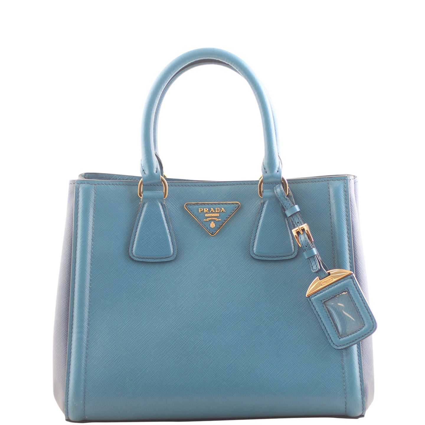 Prada Blue Saffiano Small Tote Front