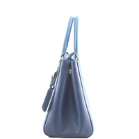 Prada Blue Saffiano Small Tote Left