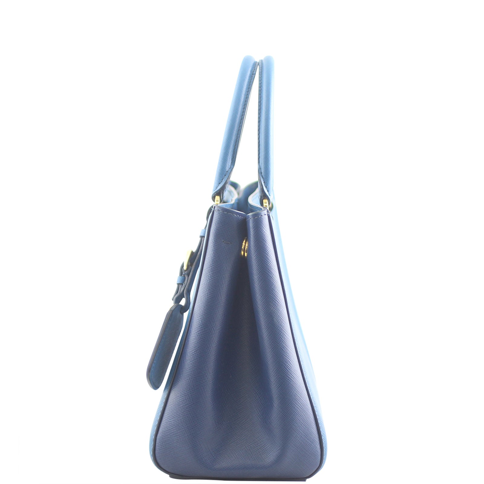 Prada Blue Saffiano Small Tote Left